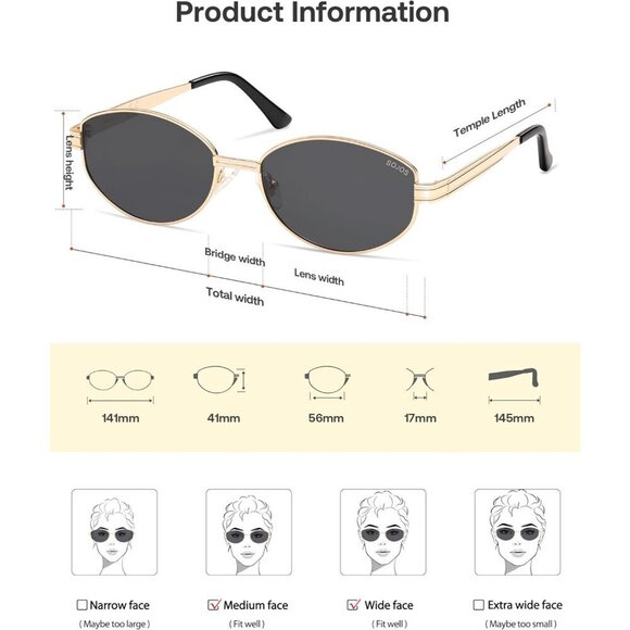 Oval Round Polarized Sunglasses Unisex Metal UV400 Retro Chic Shades